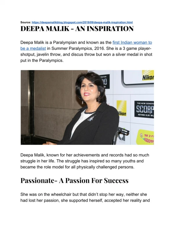 Deepa malik- an inspiration
