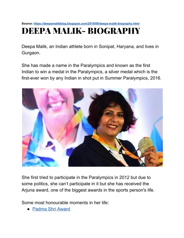 Deepa malik biography