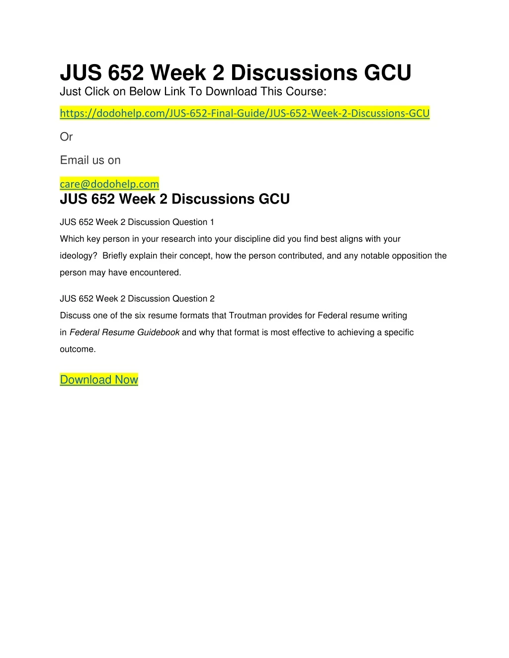 jus 652 week 2 discussions gcu just click