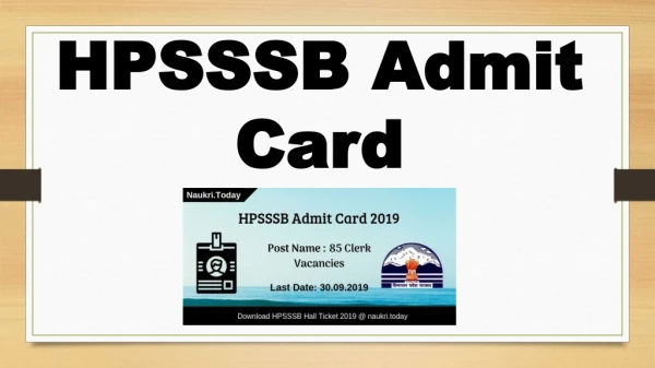 HPSSSB Admit Card 2019 | Download HPSSSB Exam Hall Ticket