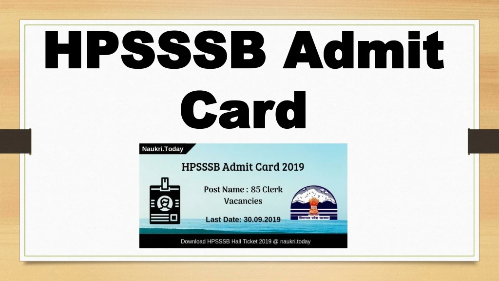 hpsssb admit card