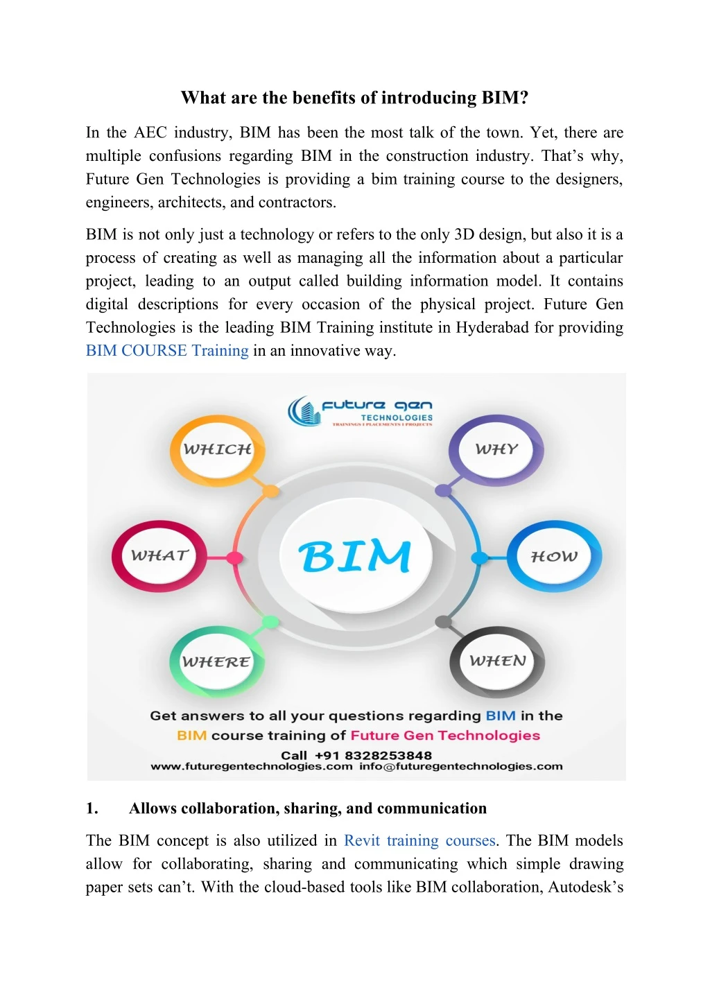 what are the benefits of introducing bim