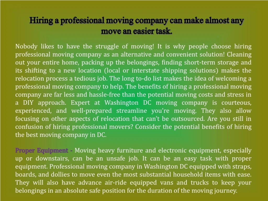 hiring a professional moving company can make