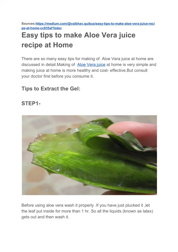 Easy Tips to Make Aloe Vera Juice Recipe at Home