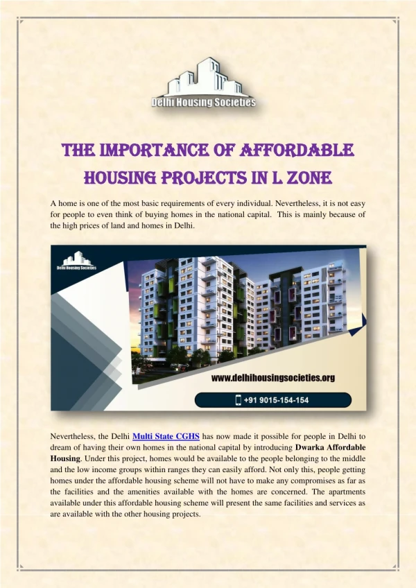 The Importance of Affordable Housing Projects in L Zone