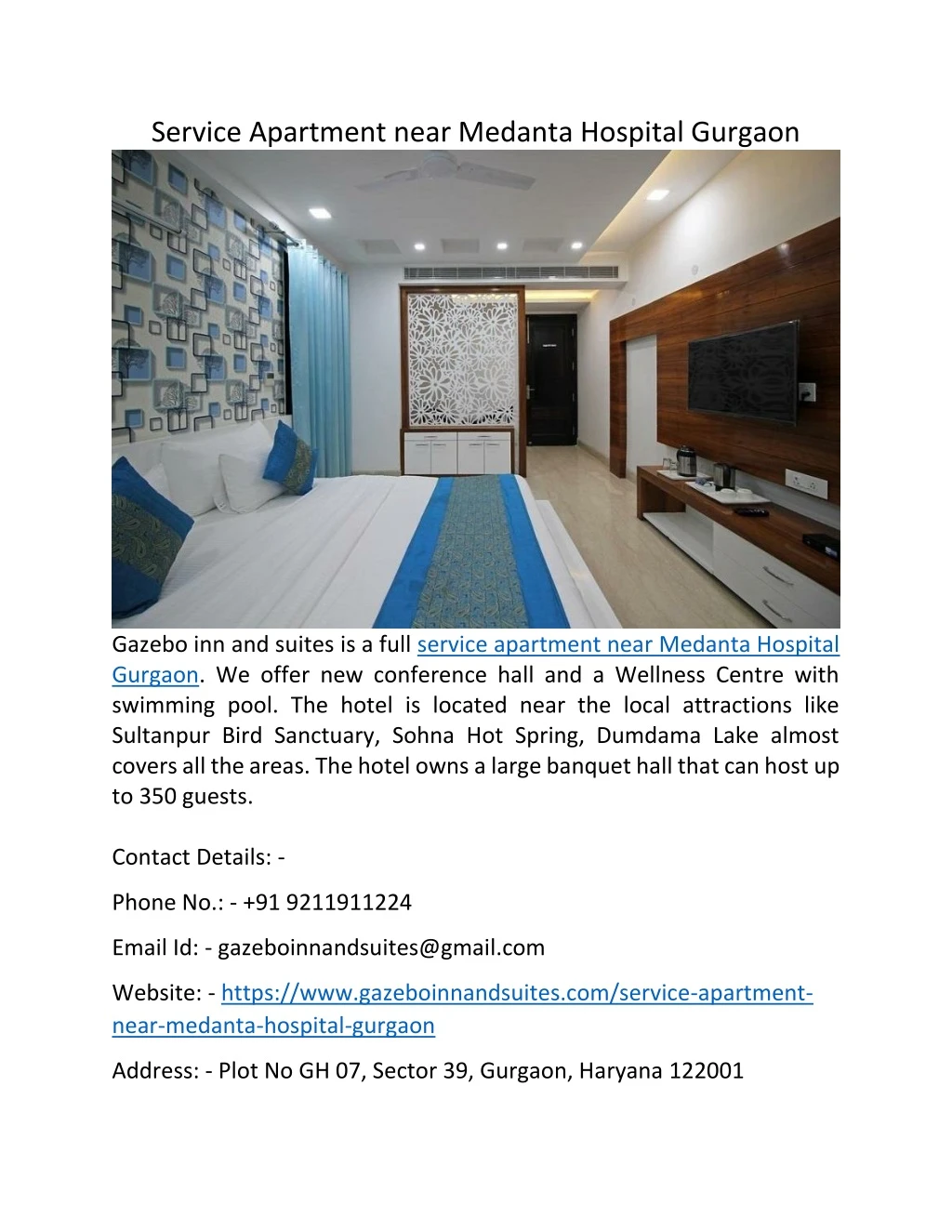 service apartment near medanta hospital gurgaon