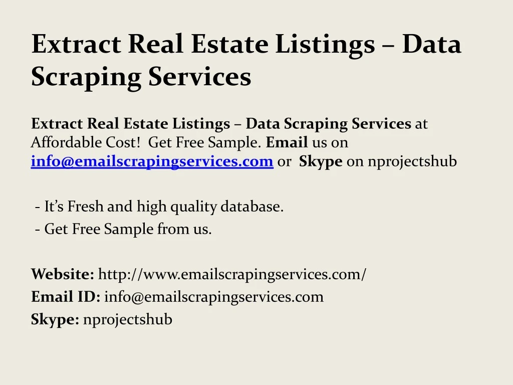 extract real estate listings data scraping services