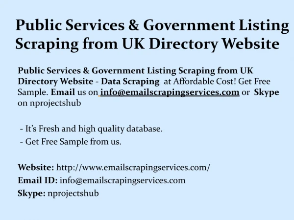 public services government listing scraping from uk directory website