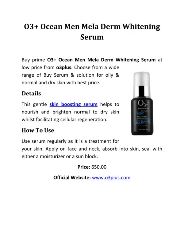 O3 Ocean Men Mela Derm Whitening Serum