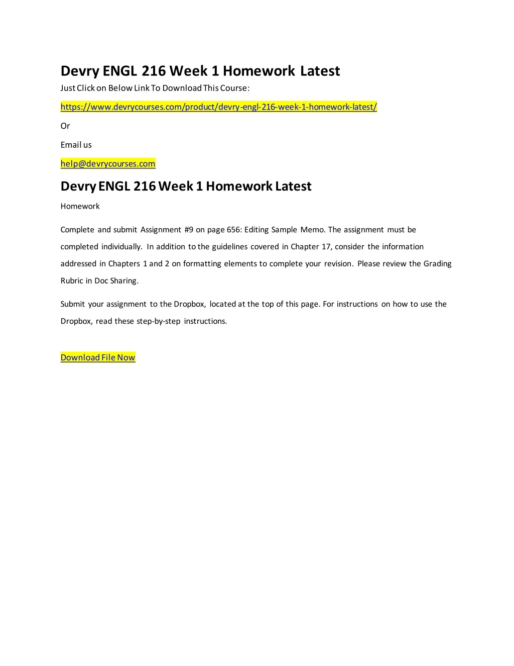 devry engl 216 week 1 homework latest just click