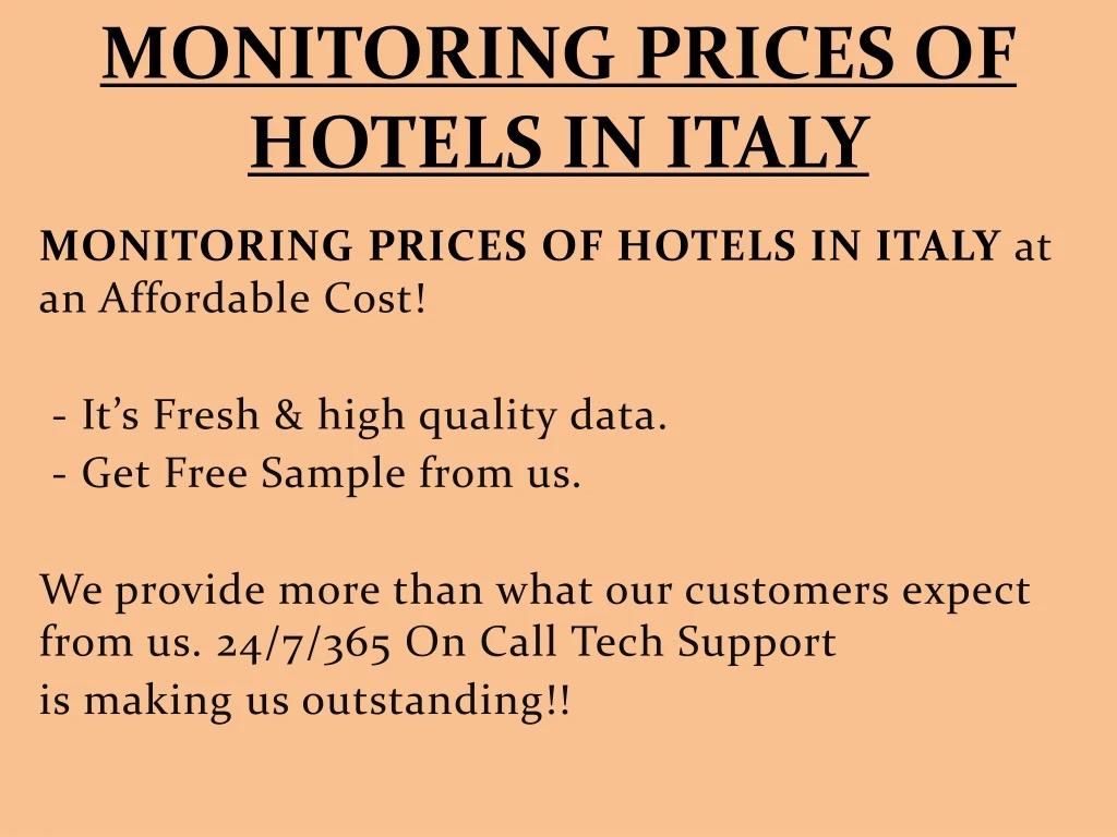 monitoring prices of hotels in italy