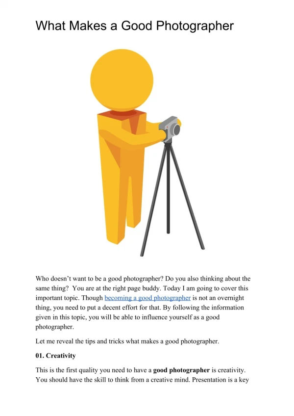 What Makes a Good Photographer