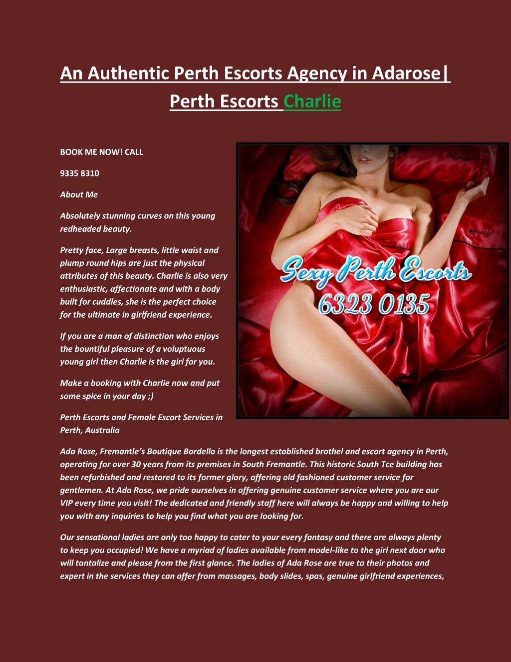 an authentic perth escorts agency in adarose