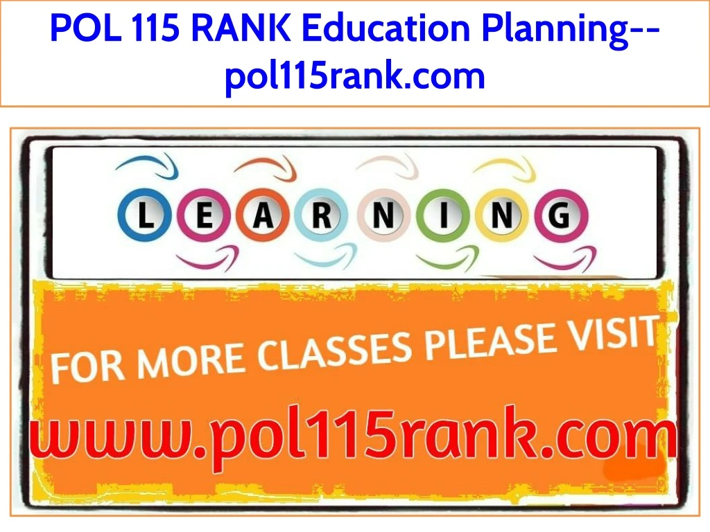 pol 115 rank education planning pol115rank com