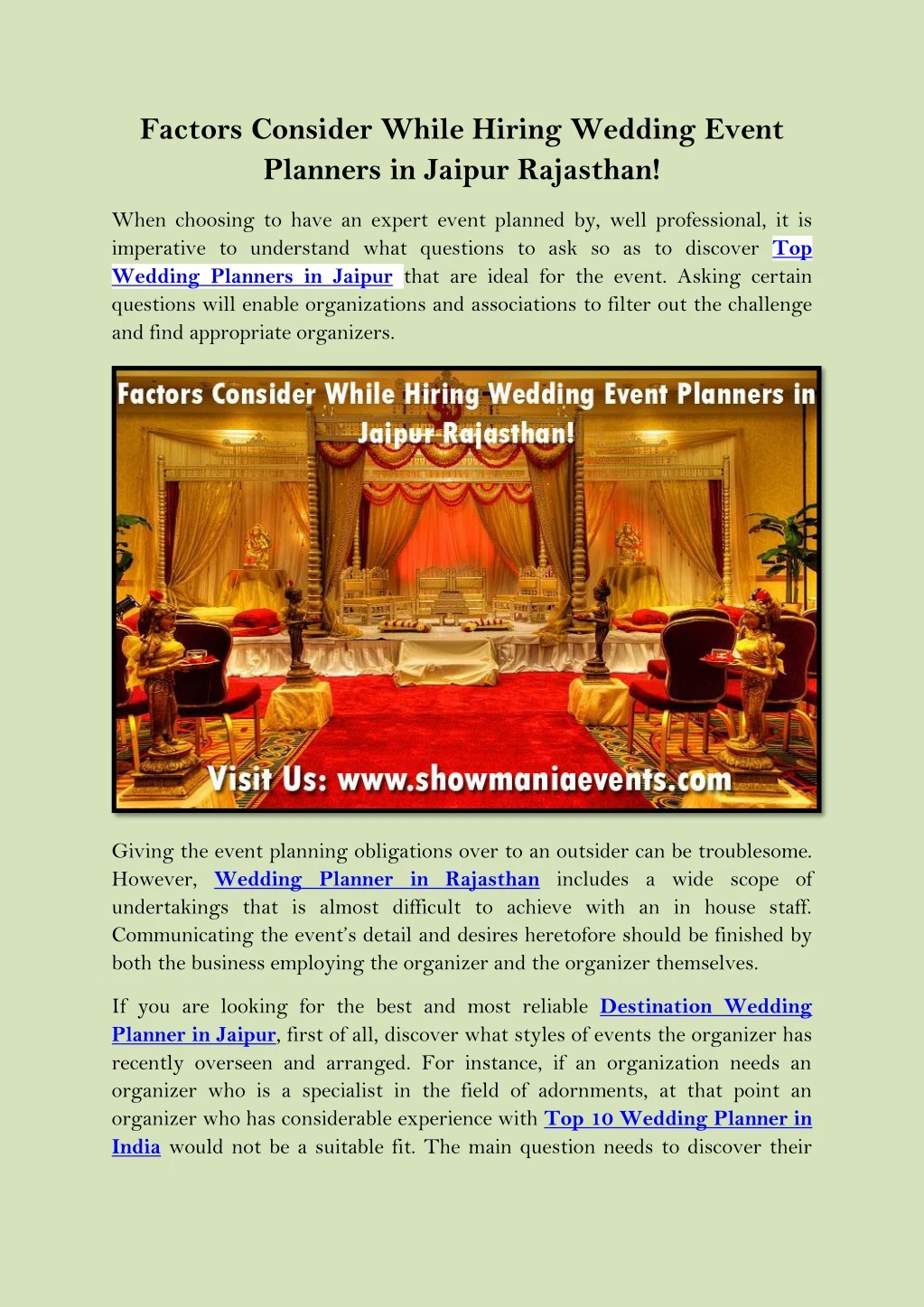 factors consider while hiring wedding event