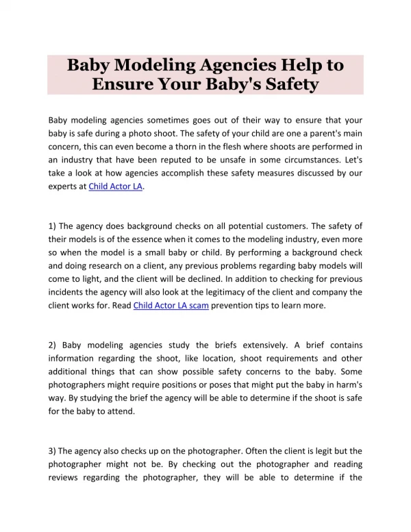 Baby Modeling Agencies Help to Ensure Your Baby's Safety