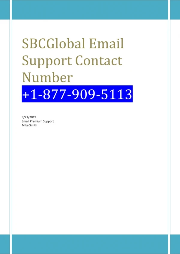 SBCGlobal Email Customer Support Number 1-877-909-5113