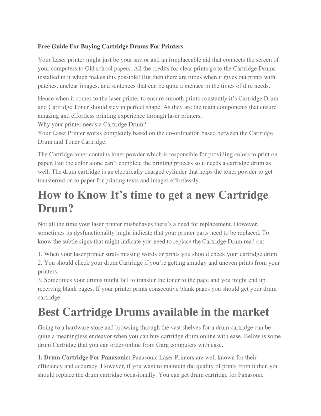 free guide for buying cartridge drums for printers