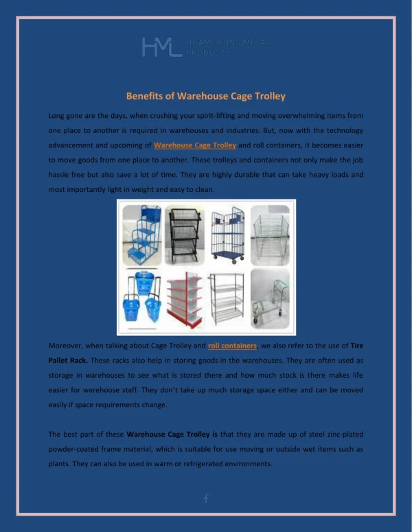 Benefits of Warehouse Cage Trolley