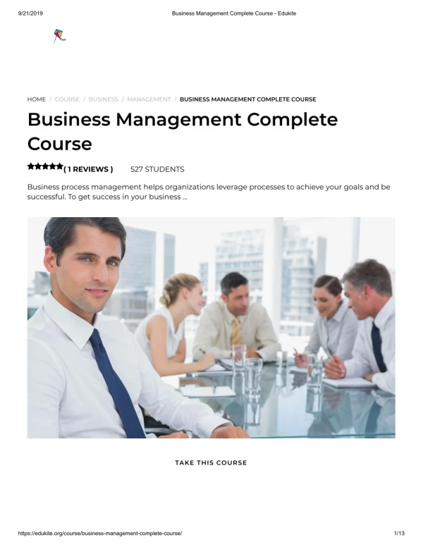 Business Management Complete Course - Edukite