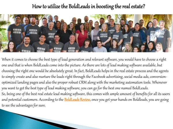 How to utilize the BoldLeads in boosting the real estate?