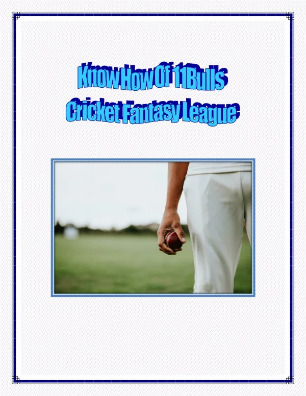Know How Of 11Bulls Cricket Fantasy League