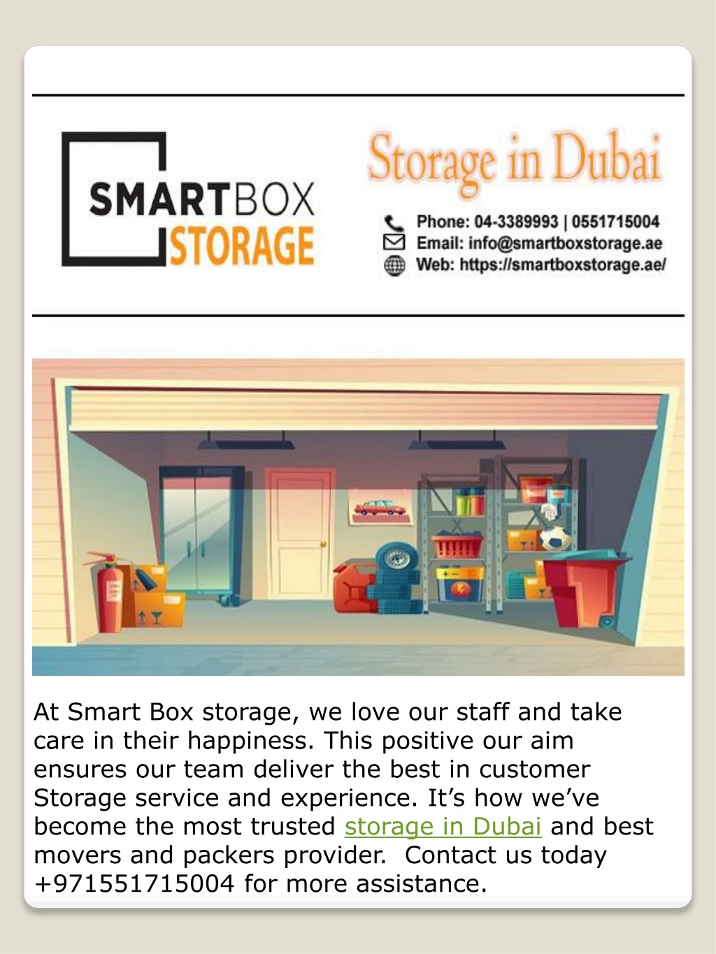 at smart box storage we love our staff and take