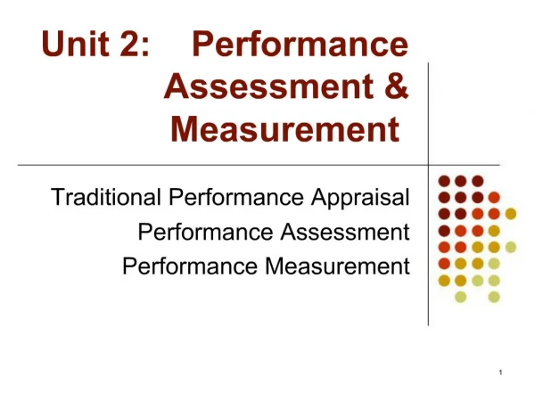 Unit 2: Performance Assessment Measurement