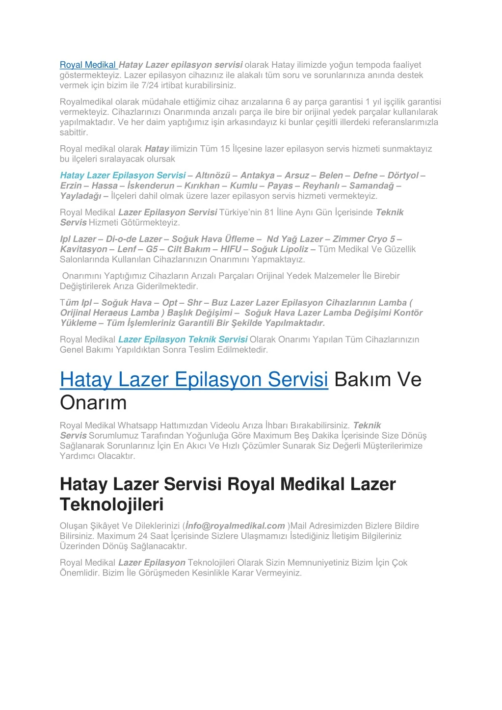 royal medikal hatay lazer epilasyon servisi
