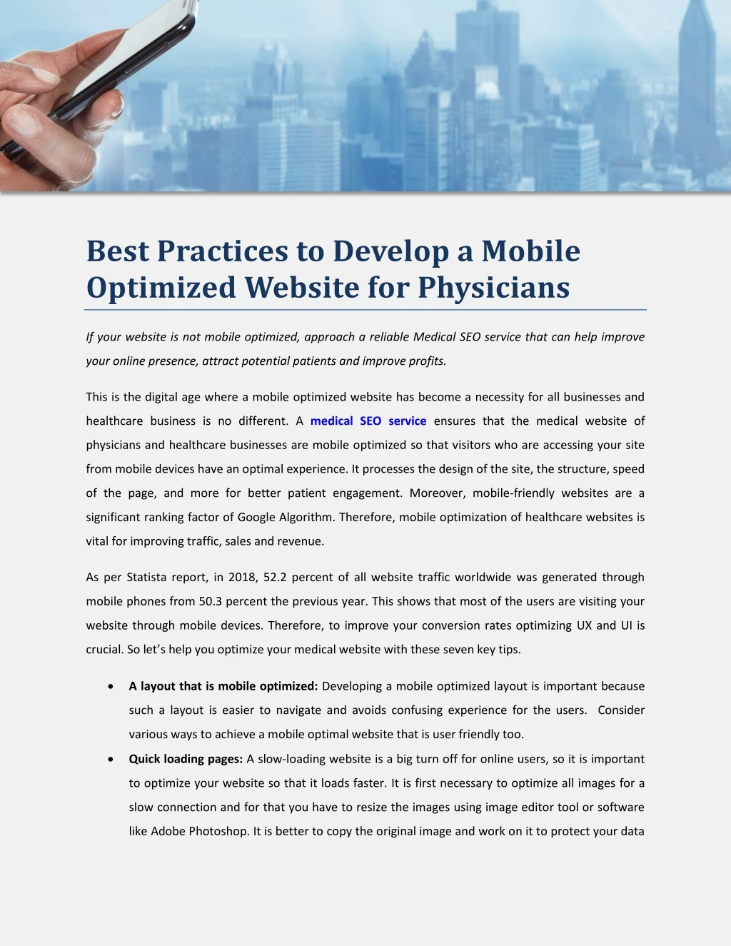 best practices to develop a mobile optimized