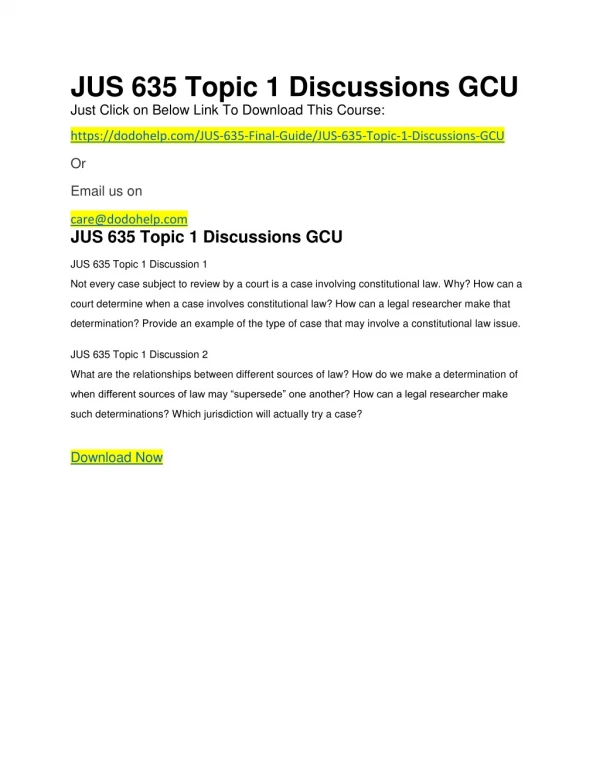 JUS 635 Topic 1 Discussions GCU
