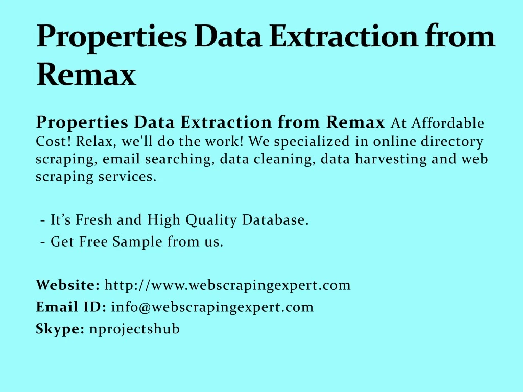properties data extraction from remax