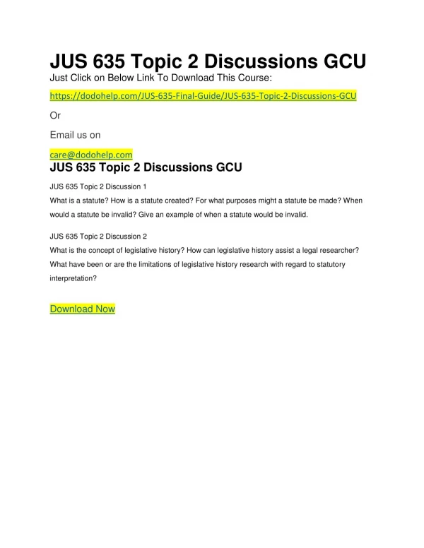 JUS 635 Topic 2 Discussions GCU
