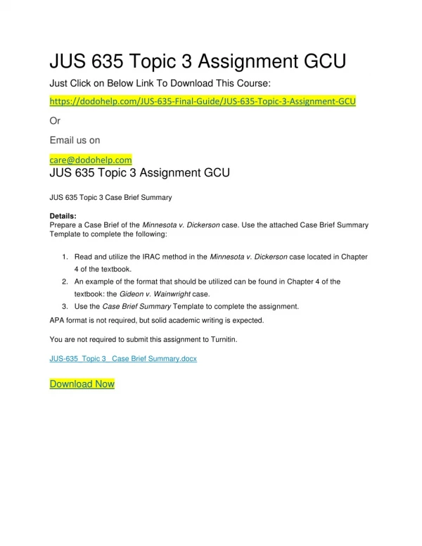 JUS 635 Topic 3 Assignment GCU