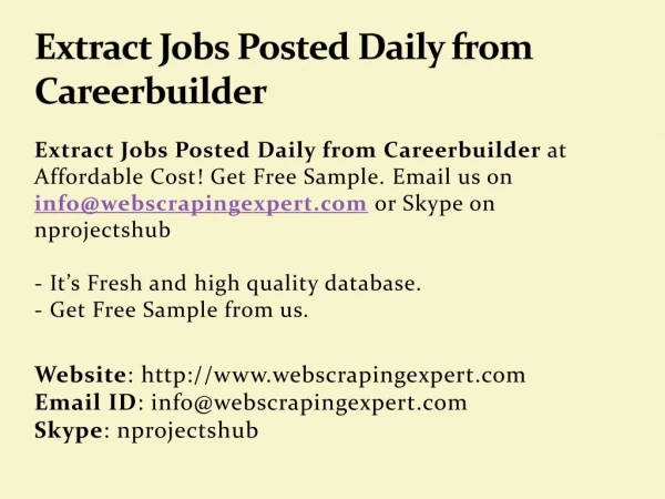 Extract Jobs Posted Daily from Careerbuilder