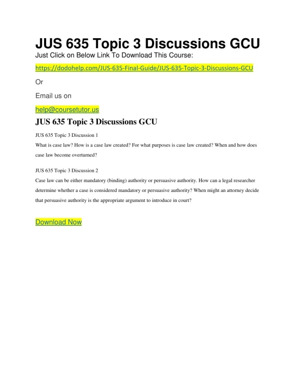 JUS 635 Topic 3 Discussions GCU