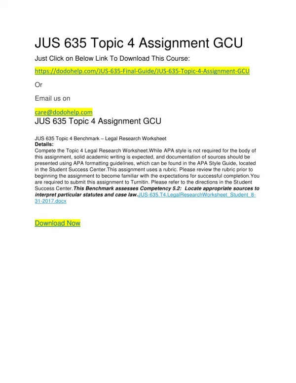 JUS 635 Topic 4 Assignment GCU