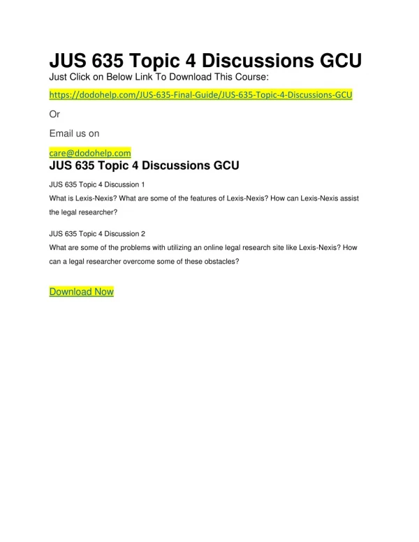 JUS 635 Topic 4 Discussions GCU