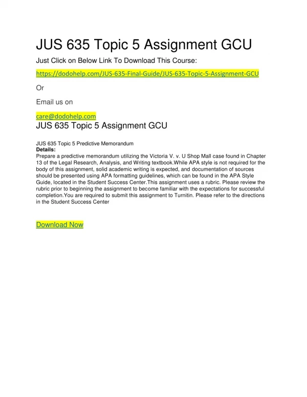 JUS 635 Topic 5 Assignment GCU