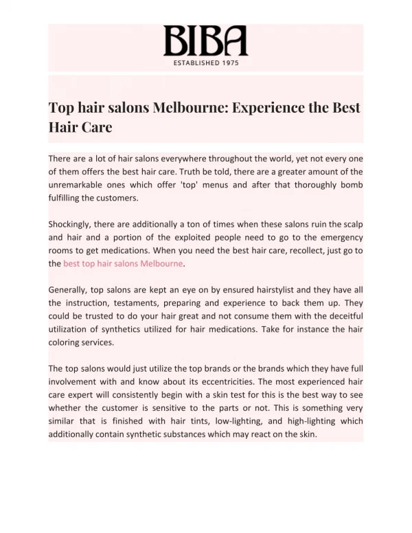Top hair salons Melbourne: Experience the Best Hair Care