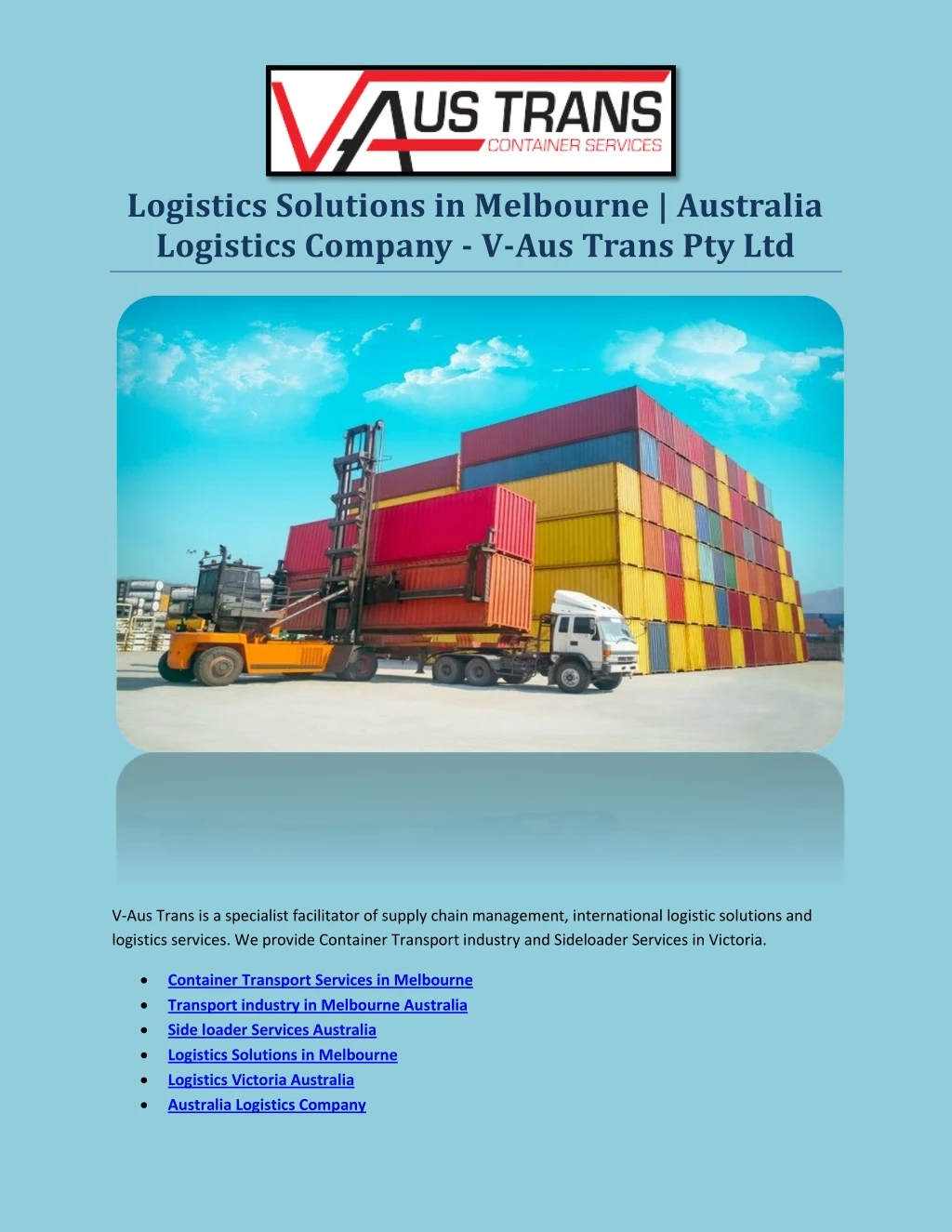 logistics solutions in melbourne australia