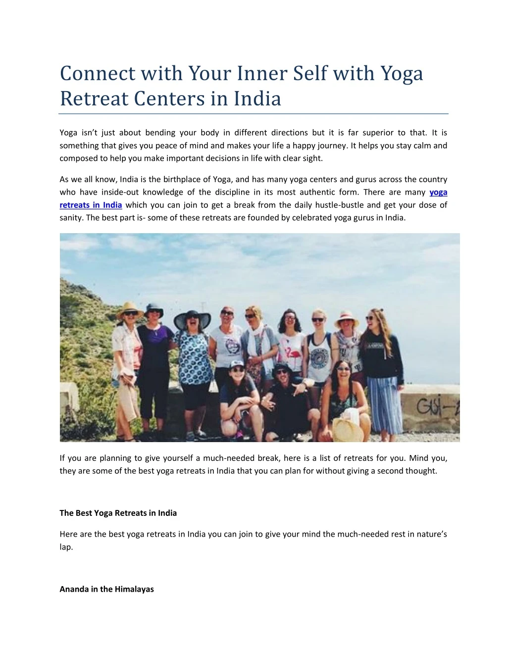 connect with your inner self with yoga retreat