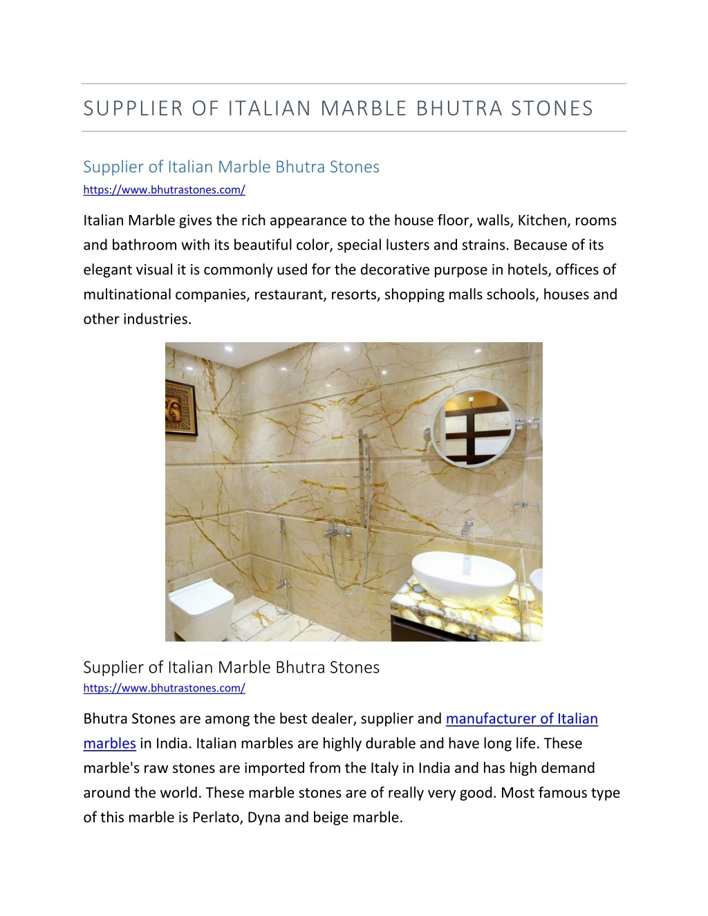 supplier of italian marble bhutra stones