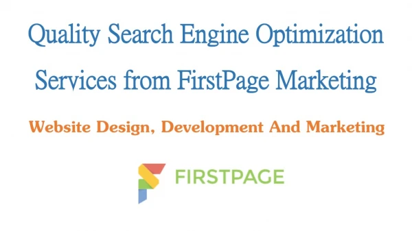 Quality Search Engine Optimization Services from Firstpage Marketing
