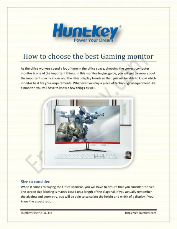 Office monitor, curved monitor, gaming monitor - en.huntkey.com