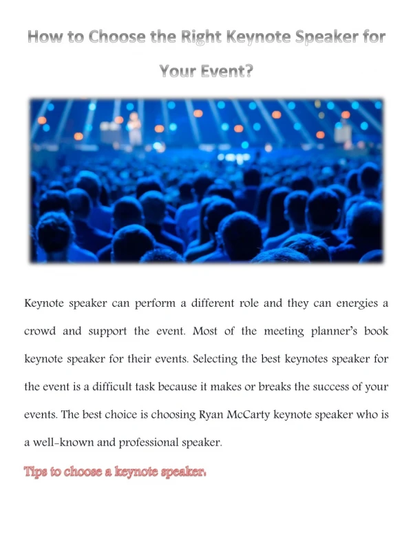 How to Choose the Right Keynote Speaker for Your Event?