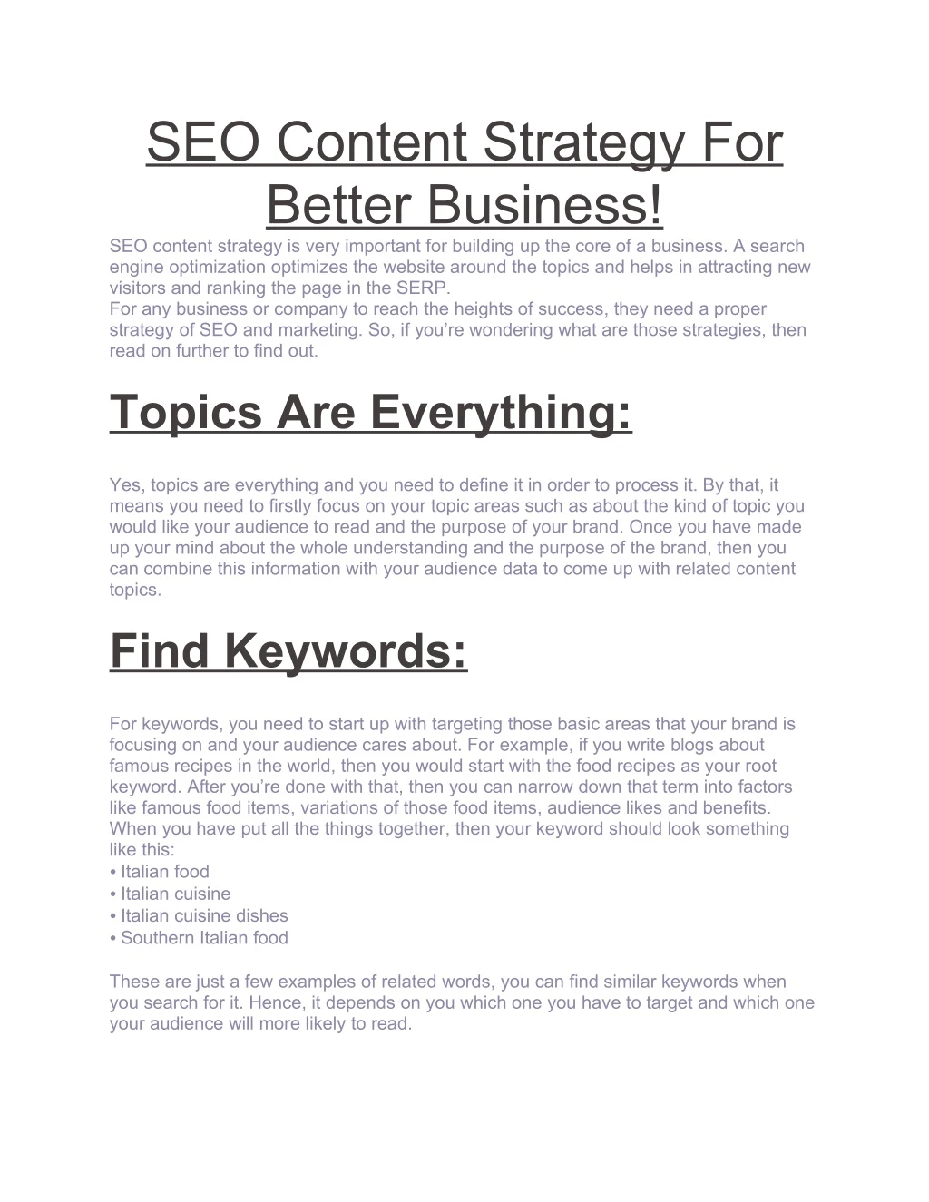 seo content strategy for better business