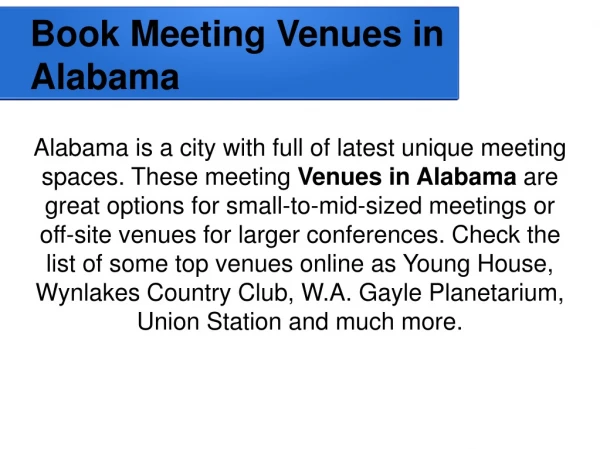 Book Meeting Venues in Alabama