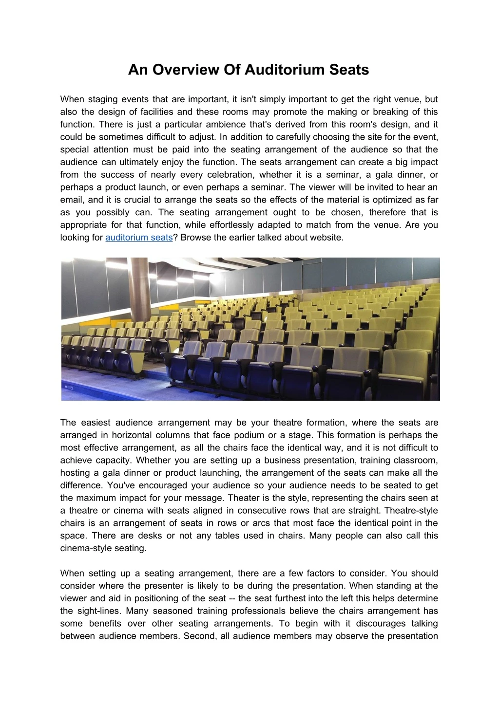 an overview of auditorium seats