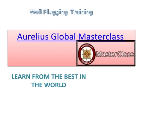 Well Plugging Training